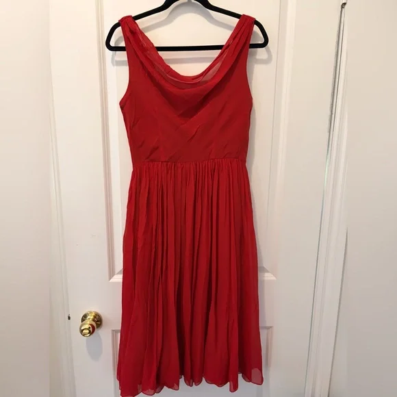 Moulinette Soeurs Gracia Dress Size 8 Red Silk Chiffon Anthropologie - Picture 10 of 10